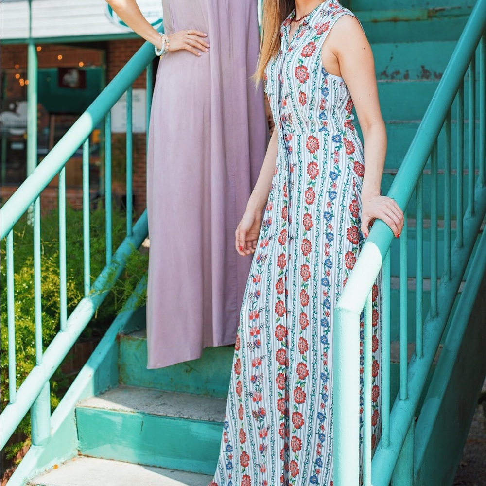 Sleeveless long dress mint grey